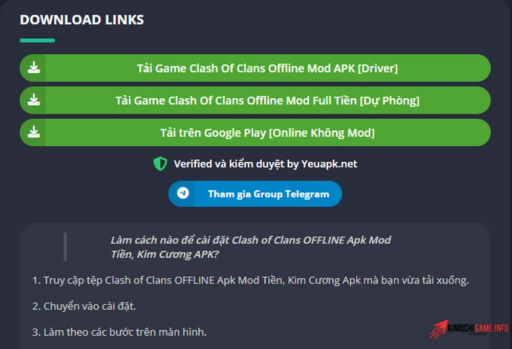 Tải Clash Of Clans offline APK Mod tiền